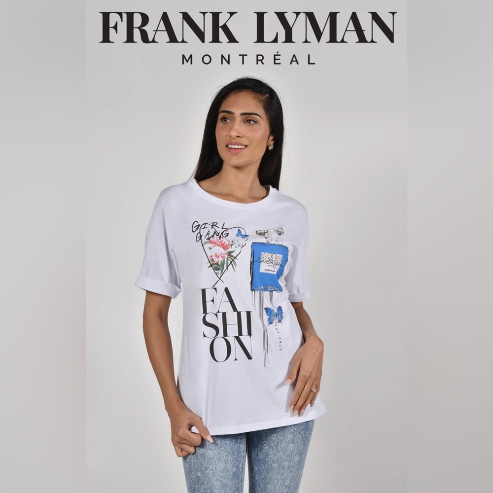 Frank Lyman Pearl Print T-Shirt, Size XS (4)
